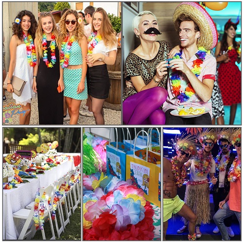 GINMIC 40Pcs Tropical Hawaiian Leis, Luau Party Favors