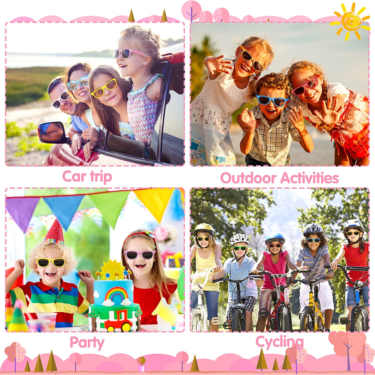 GINMIC 24Pack Retro Polka Dot Sunglasses for Kids Boys and Girls Party Favors