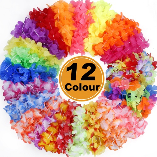 GINMIC 56Pcs Tropical  Hawaiian Leis, Luau Party Favors Supplies