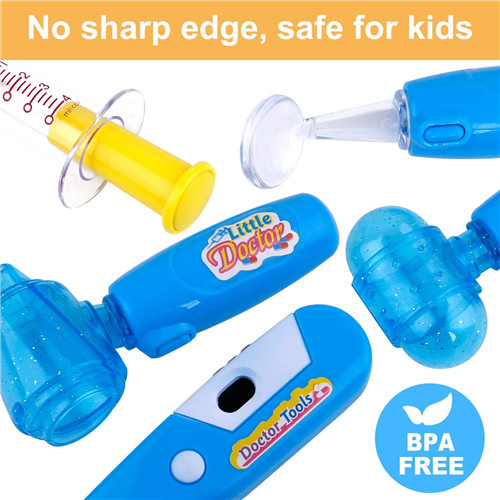 GINMIC Blue Kids Doctor Play Kit, Pretend Play Doctor Set with Roleplay Doctor Costume