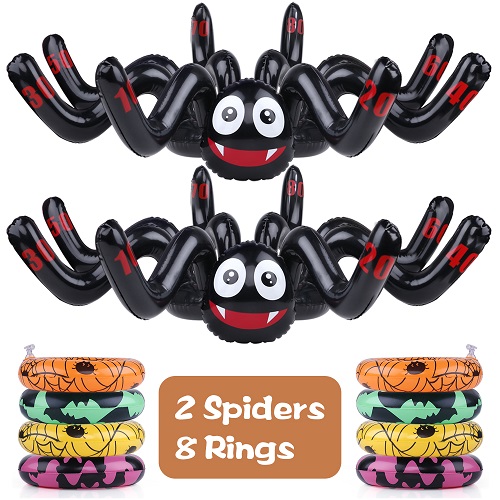 GINMIC Halloween Ring Toss Game Set- Inflatable Spiders for Kids Adults