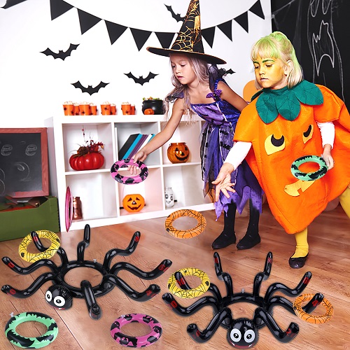 GINMIC Halloween Ring Toss Game Set- Inflatable Spiders for Kids Adults