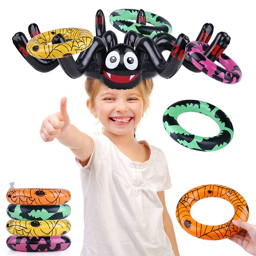 GINMIC Halloween Ring Toss Game Set- Inflatable Spiders for Kids Adults