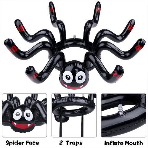 GINMIC Halloween Ring Toss Game Set- Inflatable Spiders for Kids Adults