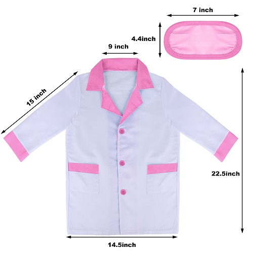 GINMIC Kids Doctor Play Kit, Pink Pretend Play Doctor Set with Roleplay Doctor Costume 