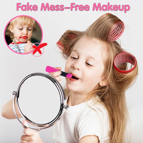 GINMIC Kids Makeup Kit - 23 Piece Pretend Play Makeup Set Toys with Pink Princess Purse