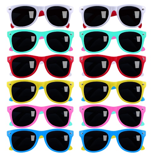 GINMIC Kids Sunglasses Party Favors,12Pack Neon Sunglasses for Kids