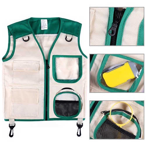 GINMIC Safari Costume Cargo Vest and Hat for Kids, Outdoor Explorer Kits