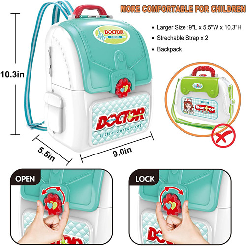 GINMIC Toy Doctor Kit for Kids, Toddlers Pretend Play-Blue