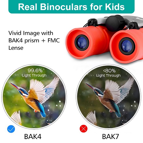 GINMIC Binoculars for Kids, 8 x 21 Real Optics Mini Kids Binoculars with Neck Strap