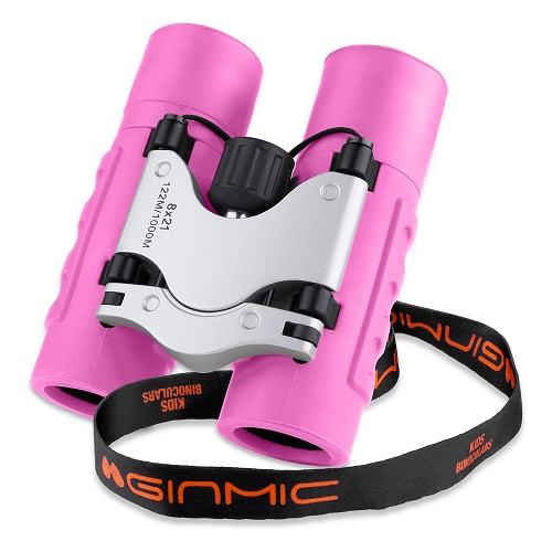 GINMIC Binoculars for Kids, 8 x 21 Real Optics Mini Kids Binoculars with Neck Strap