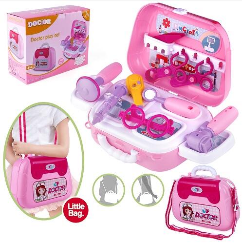 GINMIC Kids Doctor Play Kit, Pink Pretend Play Doctor Set with Roleplay Doctor Costume 