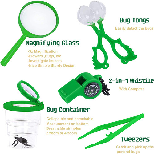 GINMIC Kids Explorer Kit & Bug Catching Kit, 11 Pcs Outdoor Exploration Kit for Kids