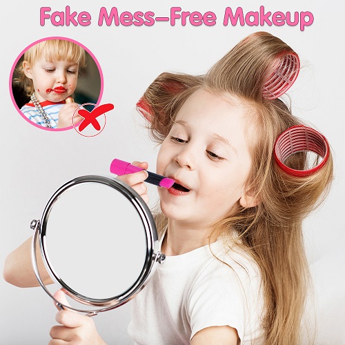 GINMIC Kids Makeup Kit - 23 Piece Pretend Play Makeup Set Toys with Pink Princess Purse