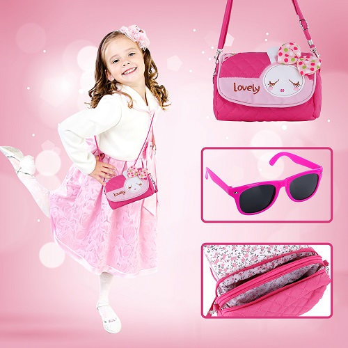 GINMIC Kids Makeup Kit - 23 Piece Pretend Play Makeup Set Toys with Pink Princess Purse