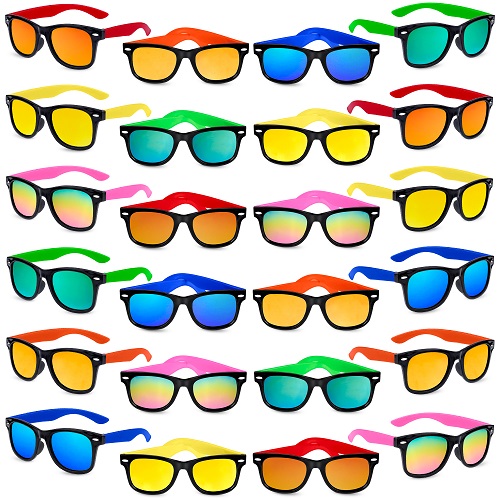 GINMIC Kids Sunglasses Party Favors, 24Pack Neon Sunglasses with UV400 Protection in Bulk for Kids