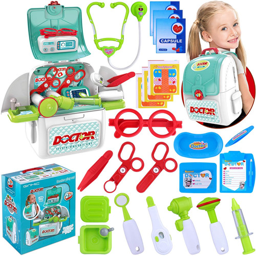 GINMIC Toy Doctor Kit for Kids, Toddlers Pretend Play-Blue